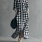 Vireous Bold Gingham Long Dress, Vacation Dress with Pockets