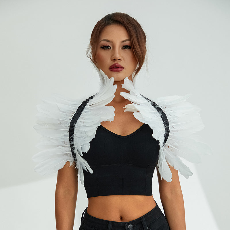 Women's Glam Natural Feather Cape