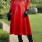 Vireous Red PU Leather Belted Women's Maxi Dress