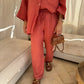 Simple Cotton Linen Women's Summer Pants Suit, Multi Colours