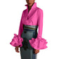 Vireous Women's Elegant Flared-Sleeves Falbala Blouse