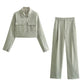 TRAFZA© Women's Pants Suit, Fashion Streetwear Wide-Leg Pants