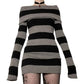 Women's Striped Knitted Mini Bodycon Dress