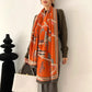 Extra-Large Cashmere Scarf, Equestrian-Print Blanket Wrap, Pashmina