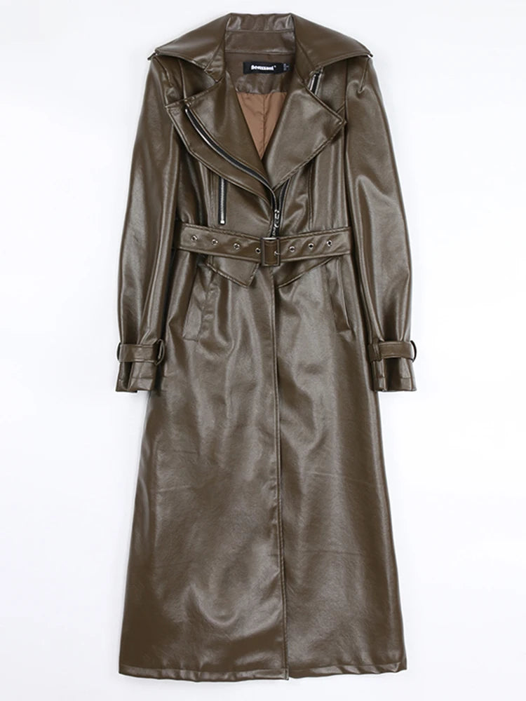 Nerazzurri Long White Leather Women's Coat, Catwalk Collection