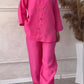 Women's Plus-Size Cotton Linen Two Piece Casual Suit