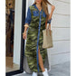 Women's Shirt-Style Button Denim Long Casual Dress, Plus Sizes