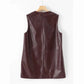 Women's Classic Genuine Leather Smock Dress, Outerwear in Wine Red