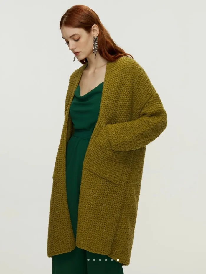 Knitted Cardigan Coat Medium-Length, Multi Colours