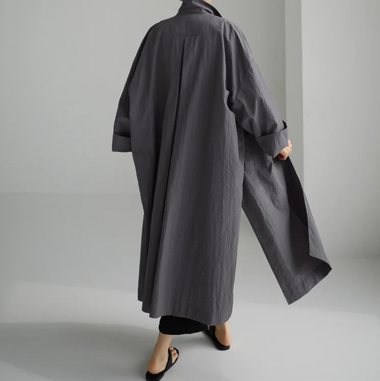Vireous Cotton and Linen Women's Fashion Casual Loose Shirt Coat