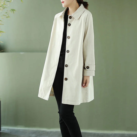 Classic Minimalist Women's Trench Coat Windbreaker, Multi Colours
