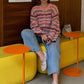 Women's Striped Knitted Coat, Soft Outerwear in Pink or Green