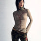 Women's Grunge Aesthetic Knitted Top with Spine Design