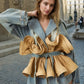 Women's Comfort Stone-Washed Denim Jacket with Bold Ruffles, Catwalk Collection