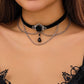 Dark Cross Punk Black Cotton and Chain Choker with Pendant