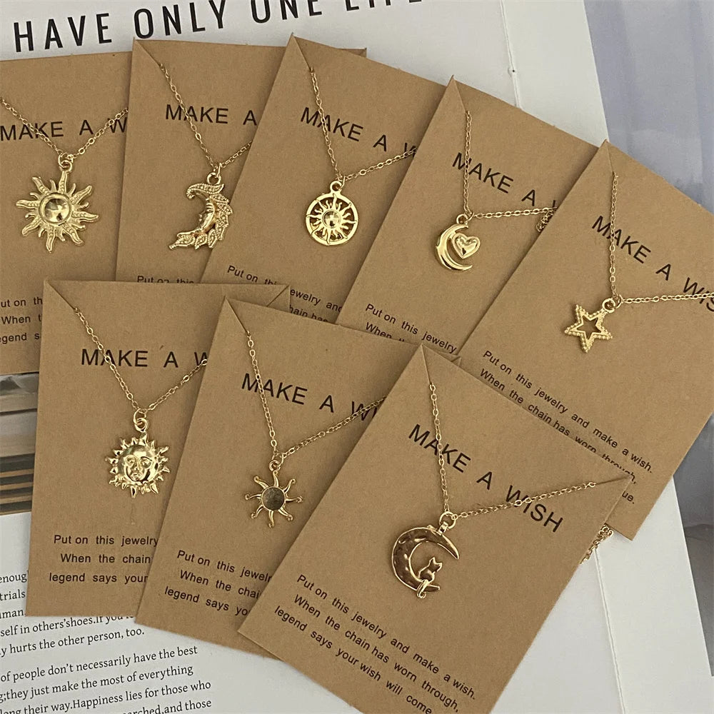 Moon Star Pendant Necklace, Multi Designs