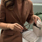 Cotton Linen Women's Belted Businesswear, Coffee Jacket and Shorts Two-Piece