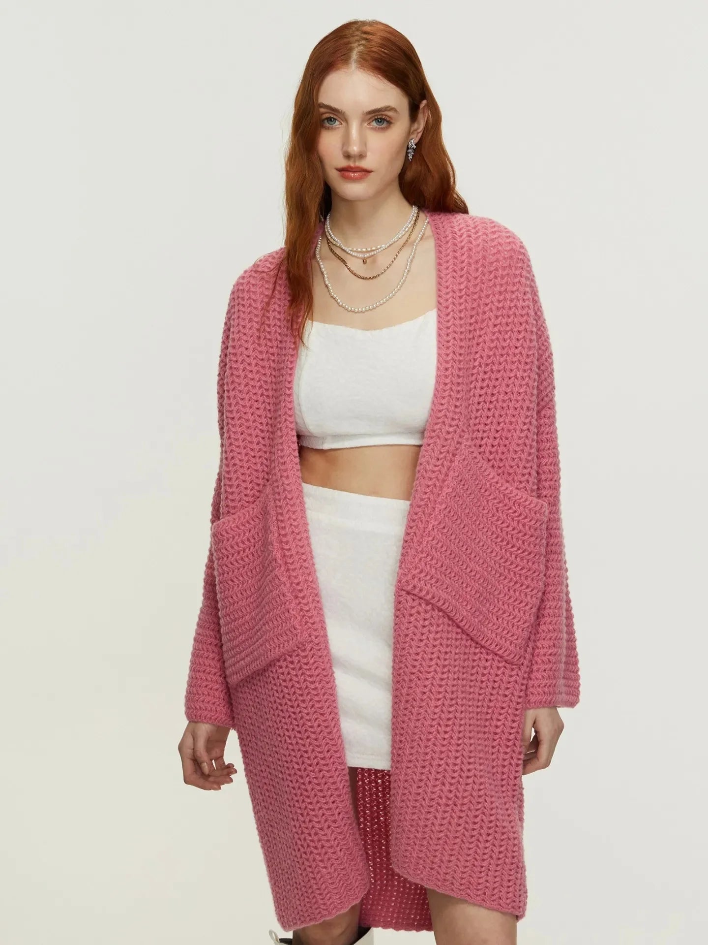 Knitted Cardigan Coat Medium-Length, Multi Colours