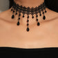 Dark Cross Black Crystal Lace Choker Necklace