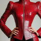 Women's Red Faux Leather Alligator-Pattern Gothic Vintage Jacket