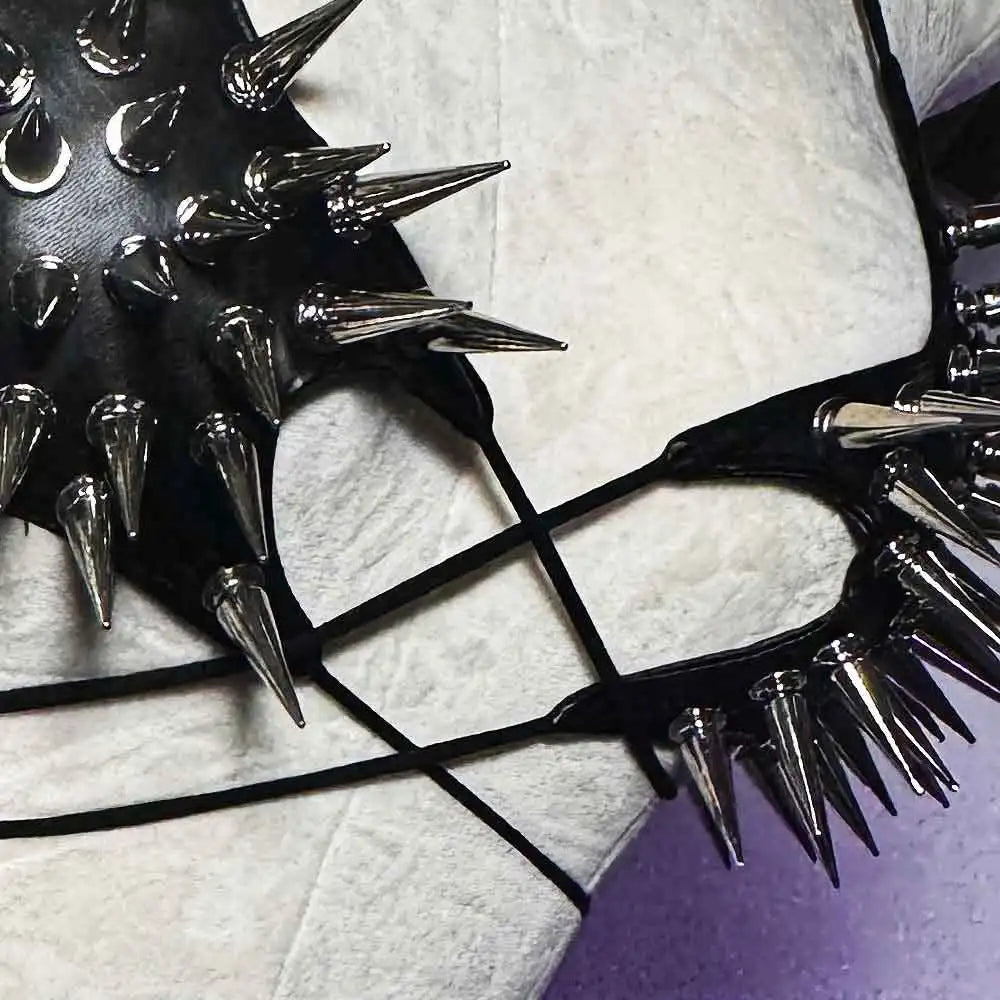Gothic Crop Top with Spikes, Punk Rave Festival Bra, Multi Designs