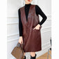 Women's Classic Genuine Leather Smock Dress, Outerwear in Wine Red