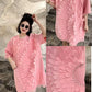 Loose Summer Glam Feather Short-Sleeve Women's Short Dress