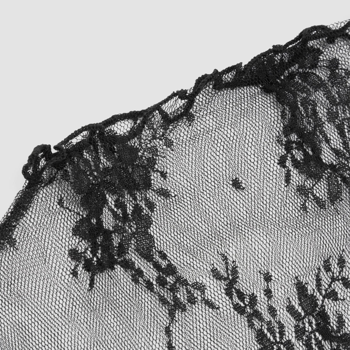 Dark Cross Black Lace Top with Elastic Mesh, Layering Short Sleeves