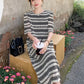 Vireous French-Style Striped Knitted Loose Dress