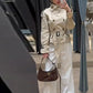 Vireous Women's Short Jacket Belted Trench Coat