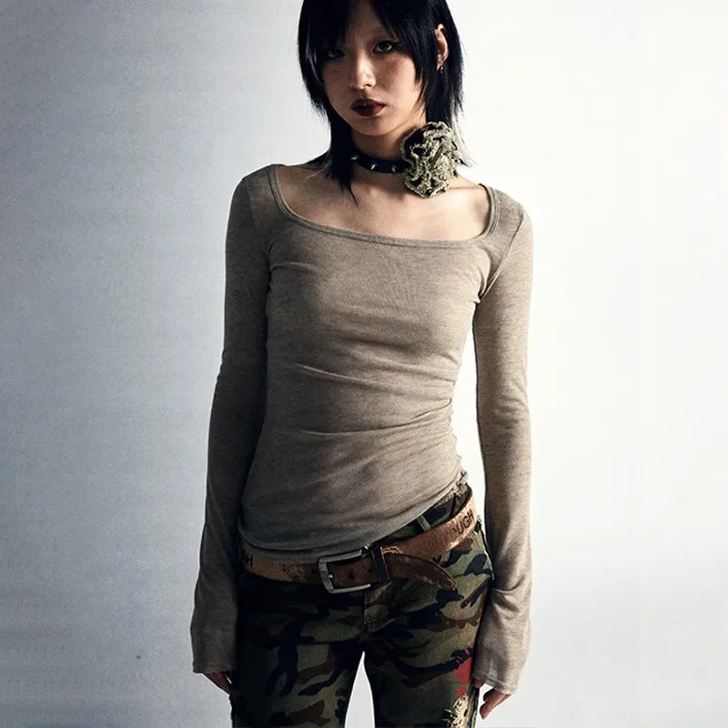Women's Grunge Aesthetic Knitted Top with Spine Design