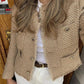 Vireous Round-Neck Simple Tweed Jacket, Multi Colours