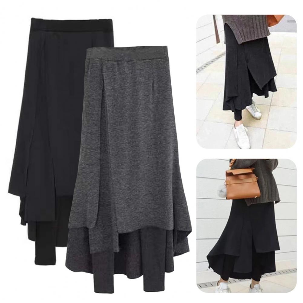 Women's Two-Layer Leggings Skirt, Fleece Lined Maxi Skirt