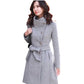 Button Lapel Cashmere Women's Long Coat, Multi Colours