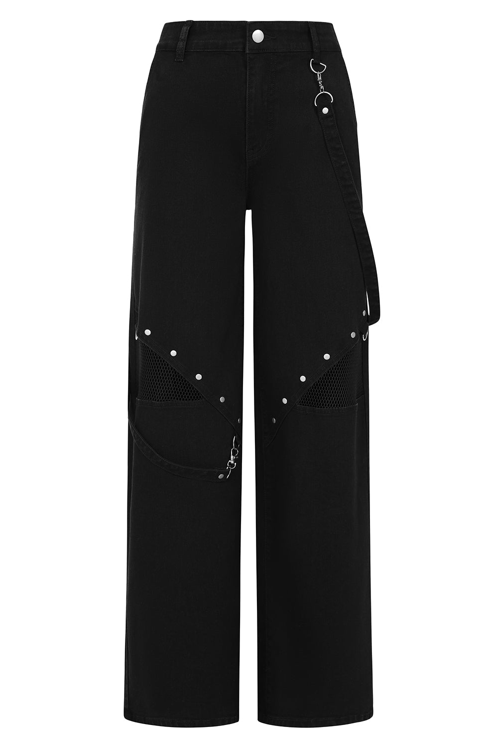 Banned Apparel Cinder Industrial Mesh-Panel Wide-Leg Trousers