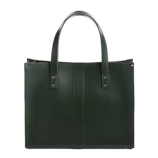 Handmade Leather Shopper in Ivy Green
