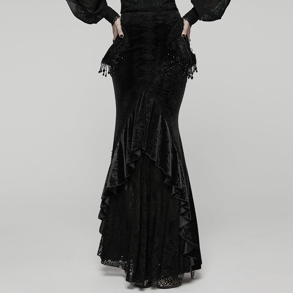 Punk Rave Goth Gorgeous Fishtail Skirt in Black
