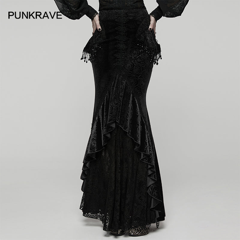 Punk Rave Goth Gorgeous Fishtail Skirt in Black