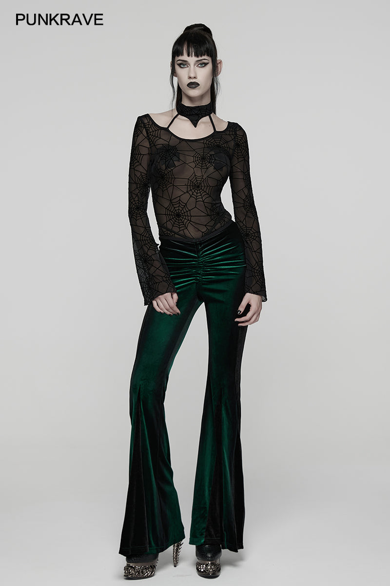 Punk Rave Lilith Gothic Spider Web Sheer Mesh T-Shirt