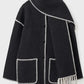 Vireous Faux Cashmere Splice Overcoat with Scarf, Multi Colours