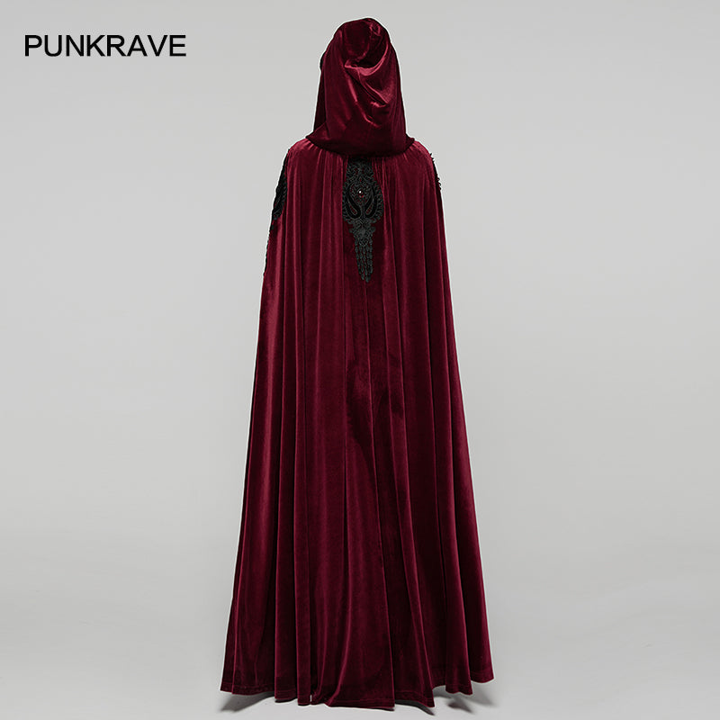 Punk Rave Seraphiel Gothic Velvet Cloak in Blood Red