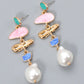 Abnormal Shape Zinc Alloy Pearl Dangle Earrings