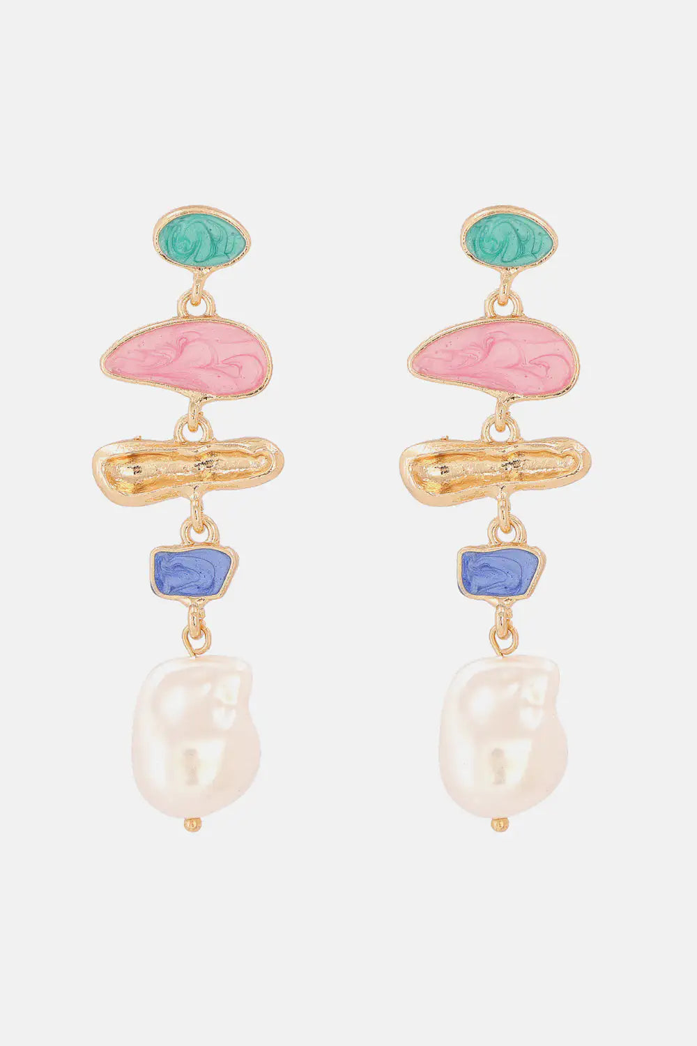 Abnormal Shape Zinc Alloy Pearl Dangle Earrings