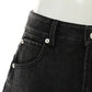 Vireous Feather Trim Black Denim Skirt