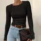 Slim Long-Sleeve Womens Split Thread Women's Casual Top