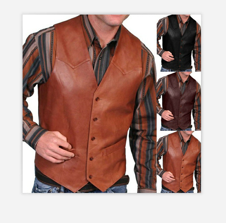 Men's Faux Leather Waistcoat