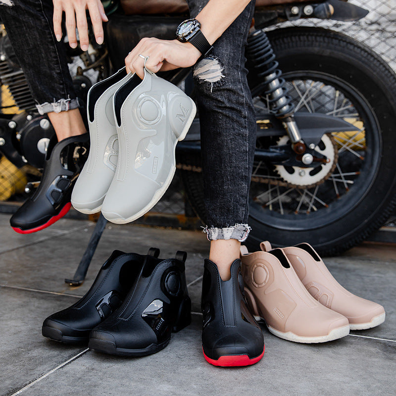 Motorcycle Style Men's Fashion Rain Boots