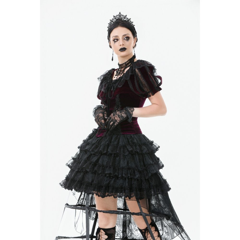 Dark in Love Isolde Velvet and Lace Puff Sleeve Bolero