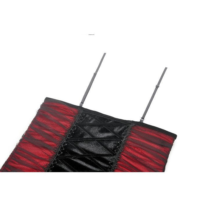 Dark in Love Lilith Red and Black Mesh Panel Goth Gown