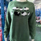 Vireous Women's 'Little Sheep' Round Neck Green Sweater